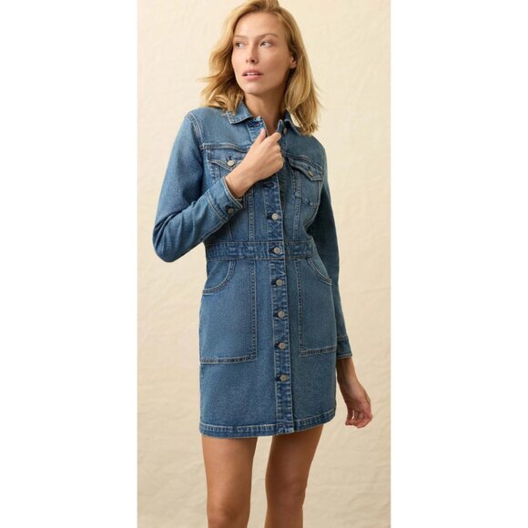 Faherty Michelle Denim Dress Sea Bright Wash Size 4 NWT - Picture 1 of 8